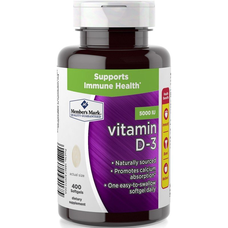 Member's Mark Vitamin D3 5000 IU Dietary Supplement (400 ct.)