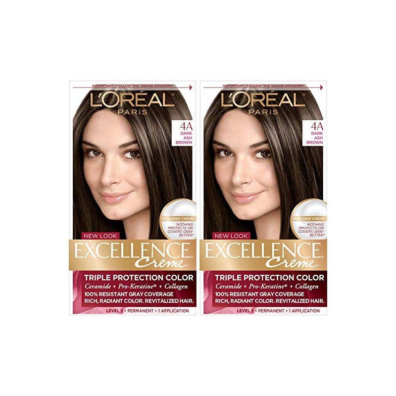 L Oreal Paris Excellence Creme Permanent Hair Color 4a Dark Ash Brown 2 Count 100 Gray Coverage